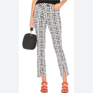 PAIGE (REVOLVE) Black and White Gingham Check Hoxton Ankle Crop Jeans Size 27